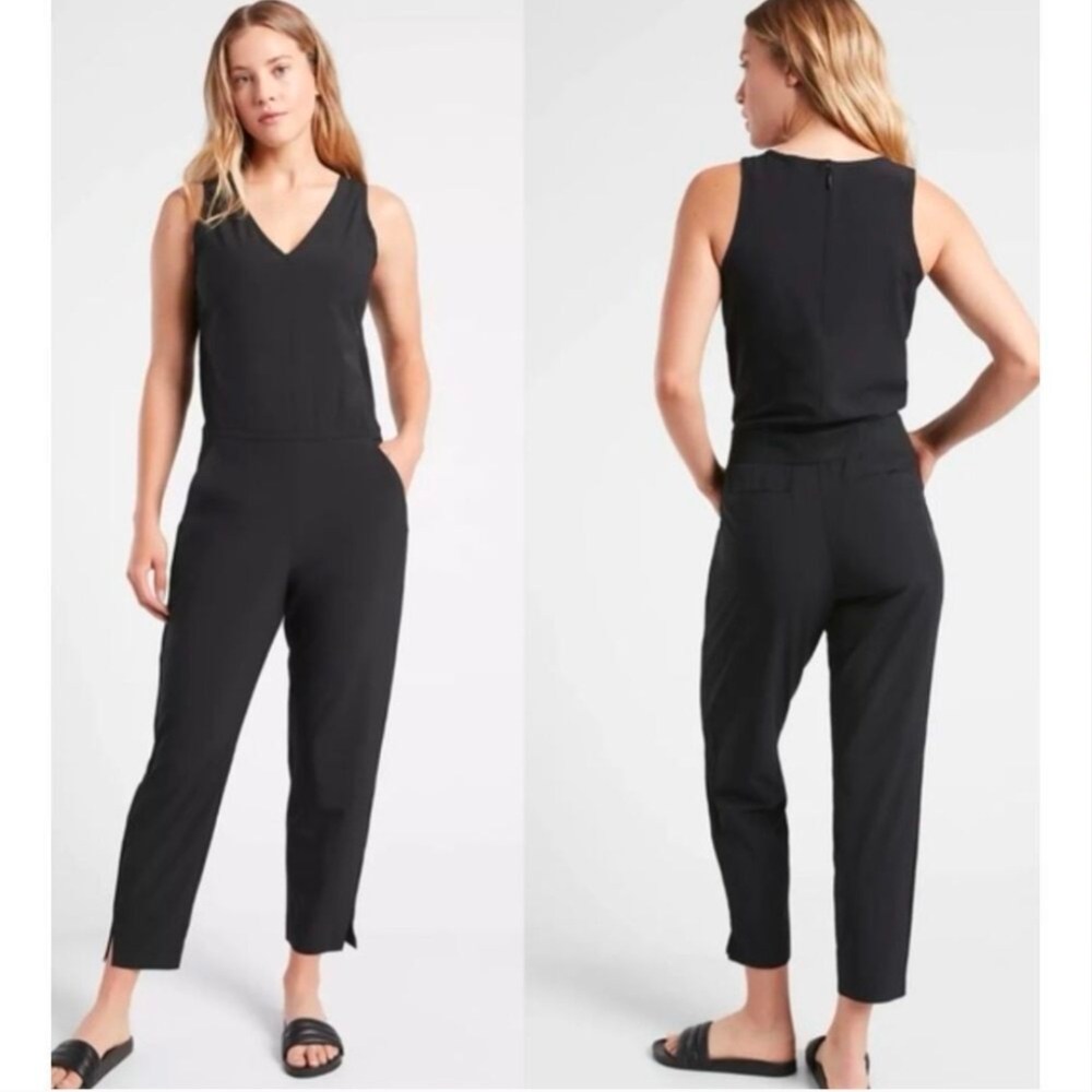 Athleta Black Sleeveless V-Neck Jumpsuit
